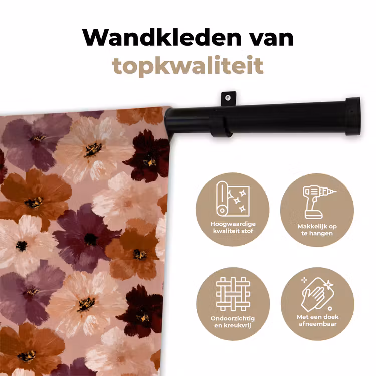 Bloemen - Abstract - Aardetinten Wandkleed katoen klein 269 -sfeer2