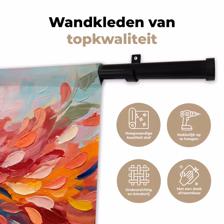 Bloemen - Abstract - Kunst - Modern Wandkleed katoen klein -sfeer2