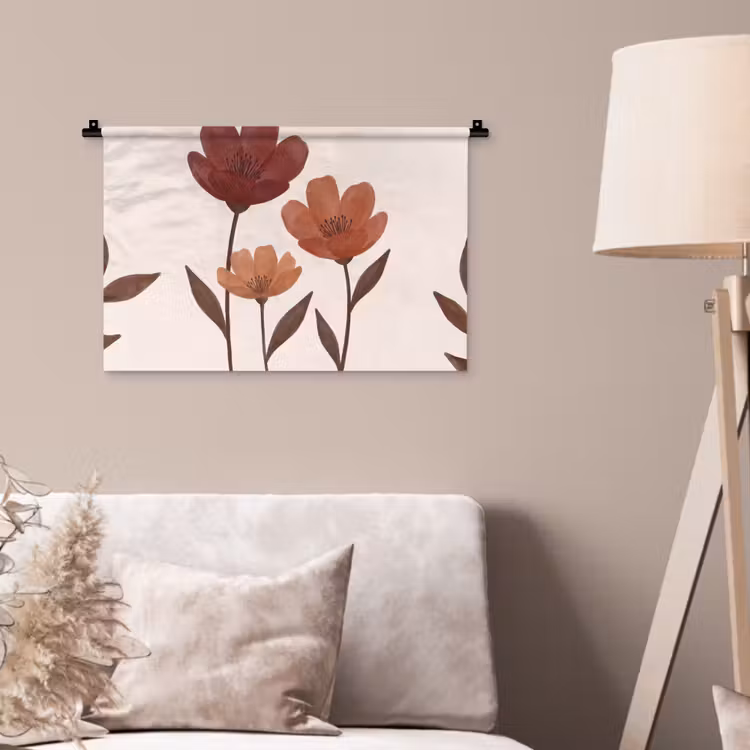 Bloemen - Abstract - Modern - Bruin - Decoratief Wandkleed katoen klein -sfeer4