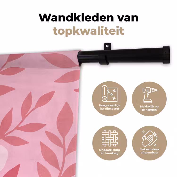 Bloemen - Abstract - Modern - Roze - Natuur Wandkleed katoen klein -sfeer2