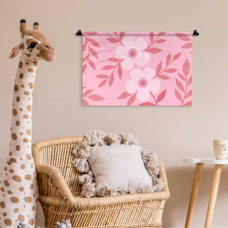 Bloemen - Abstract - Modern - Roze - Natuur Wandkleed katoen klein -wsfeer5_kind