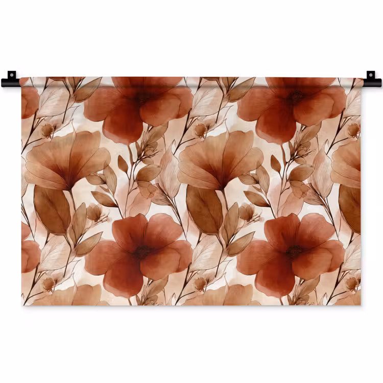 Bloemen - Aquarel - Botanisch - Terracotta Wandkleed katoen klein 269 -zz3d