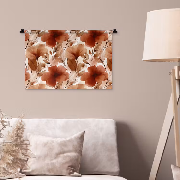 Bloemen - Aquarel - Botanisch - Terracotta Wandkleed katoen klein 269 -sfeer4