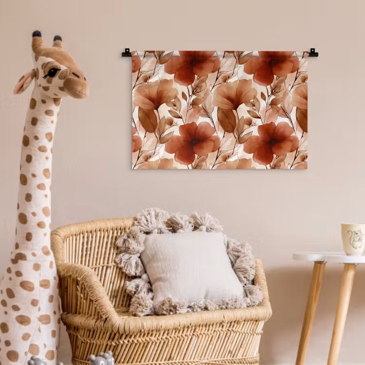 Bloemen - Aquarel - Botanisch - Terracotta Wandkleed katoen klein 269 -wsfeer5_kind