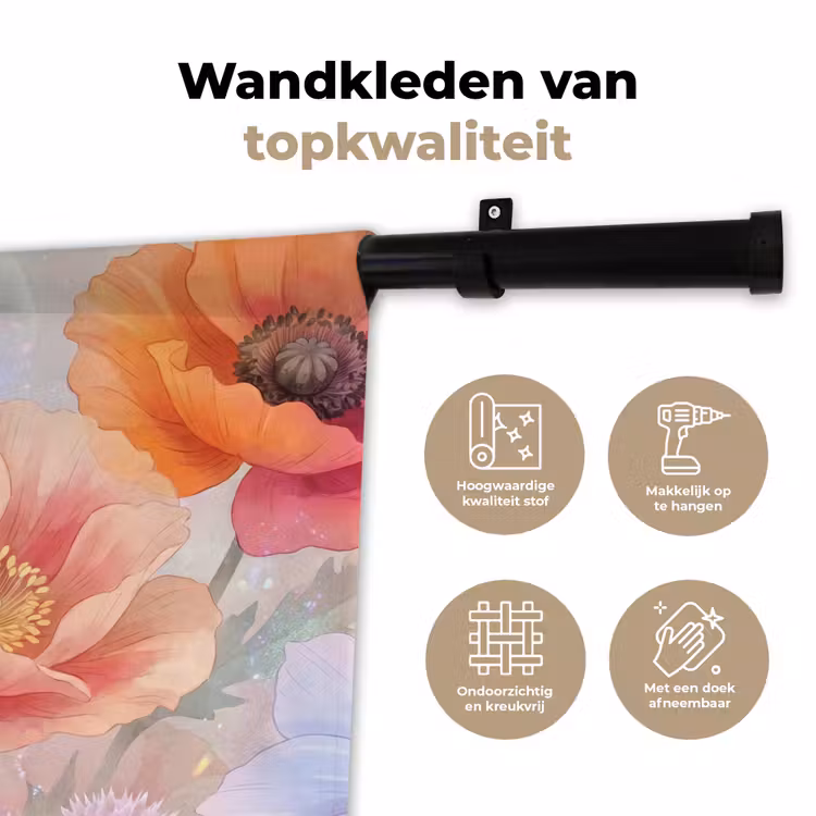 Bloemen - Aquarel - Natuur - Modern - Kleurrijk Wandkleed katoen klein -sfeer2