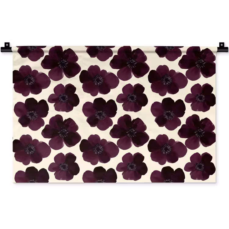 Bloemen - Aquarel - Paars Wandkleed katoen klein 269 -zz3d