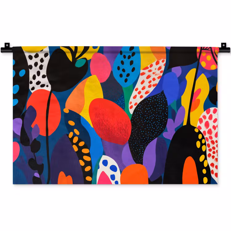 Bloemen - Bladeren - Abstract - Rood Wandkleed katoen klein -zz3d