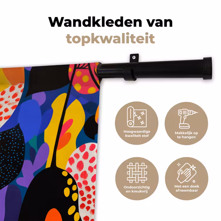 Bloemen - Bladeren - Abstract - Rood Wandkleed katoen klein -sfeer2