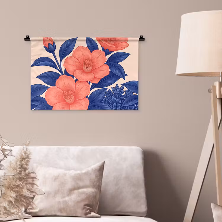Wandkleed - Bloemen - Bladeren - Botanisch - Bloemen - Bladeren - Botanisch Wandkleed katoen klein