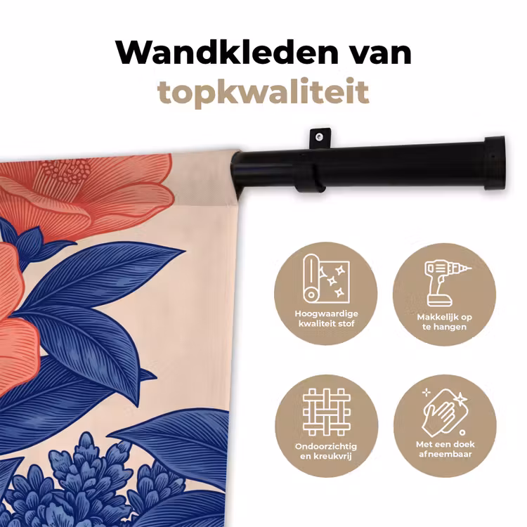 Wandkleed - Bloemen - Bladeren - Botanisch - Bloemen - Bladeren - Botanisch Wandkleed katoen klein