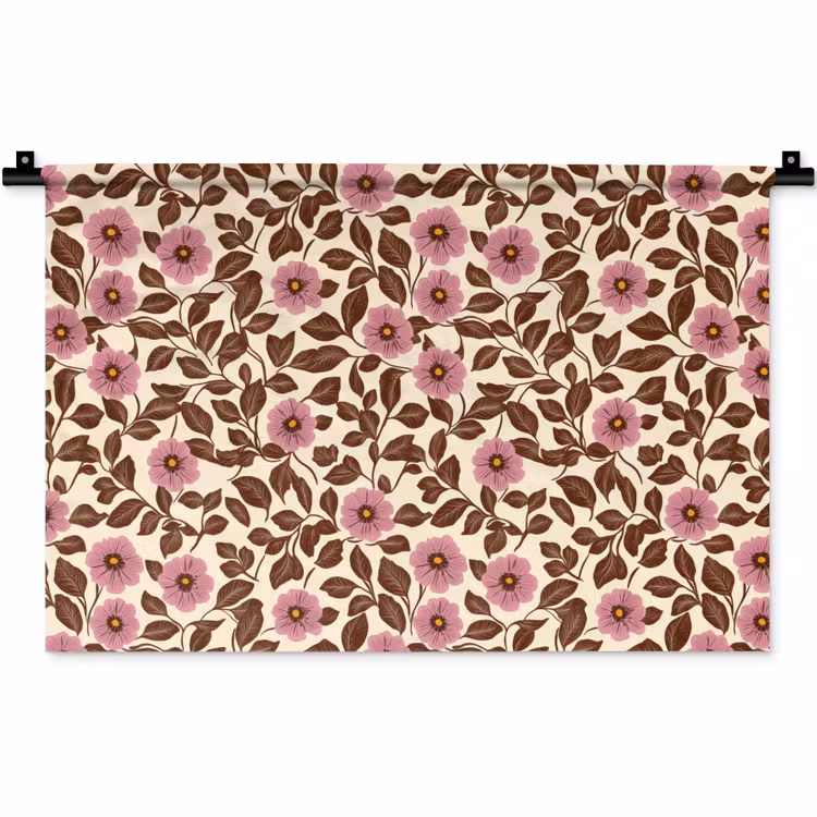 Bloemen - Bladeren - Kleurrijk Wandkleed katoen klein 269 -zz3d