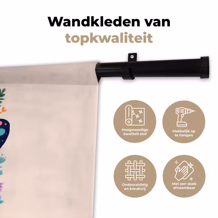 Bloemen - Bladeren - Vlinder - Kleurrijk Wandkleed katoen klein -sfeer2