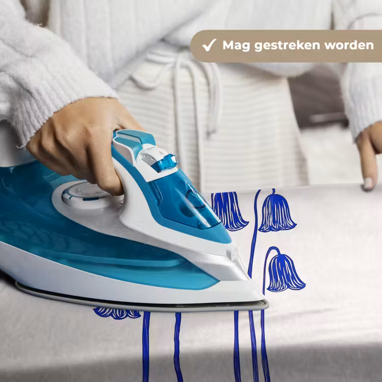 Bloemen - Blauw - Lijnen - Bloemblaadjes Wandkleed katoen klein -sfeer9