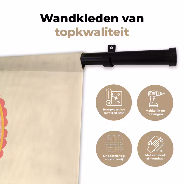 Bloemen - Blauw - Lijst - Bladeren Wandkleed katoen klein -sfeer2