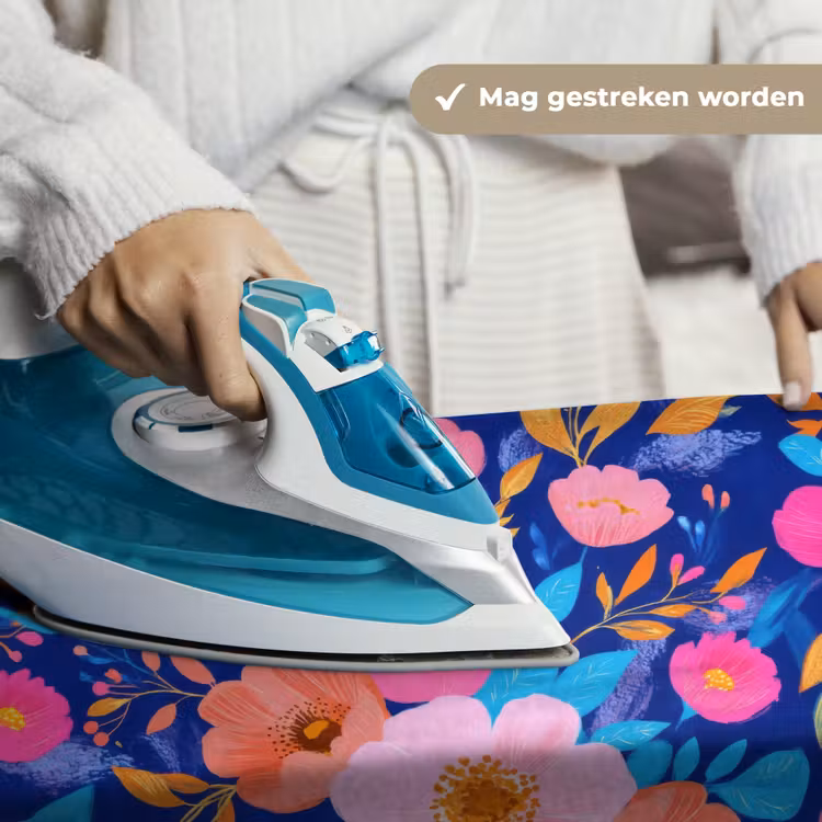 Bloemen - Blauw - Roze Wandkleed katoen klein -sfeer9