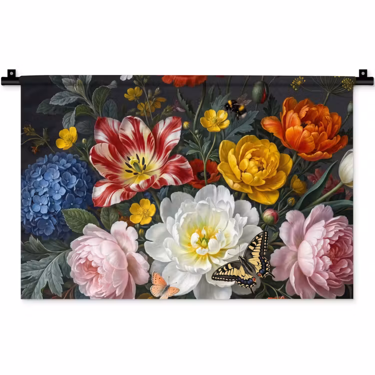 Bloemen - Boeket - Klassiek - Kleurrijk - Natuur Wandkleed katoen klein -zz3d