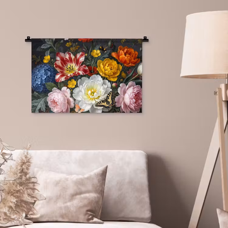 Bloemen - Boeket - Klassiek - Kleurrijk - Natuur Wandkleed katoen klein -sfeer4