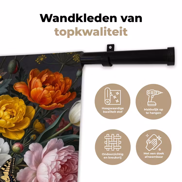 Bloemen - Boeket - Klassiek - Kleurrijk - Natuur Wandkleed katoen klein -sfeer2