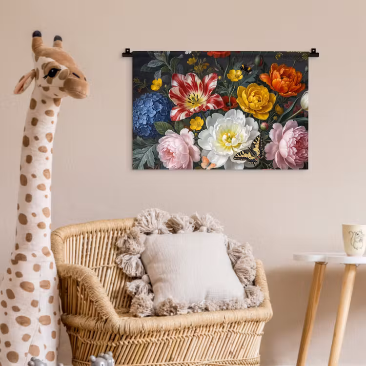 Bloemen - Boeket - Klassiek - Kleurrijk - Natuur Wandkleed katoen klein -wsfeer5_kind