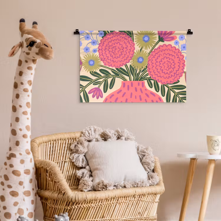 Bloemen - Boeket - Natuur - Abstract - Roze Wandkleed katoen klein -wsfeer5_kind