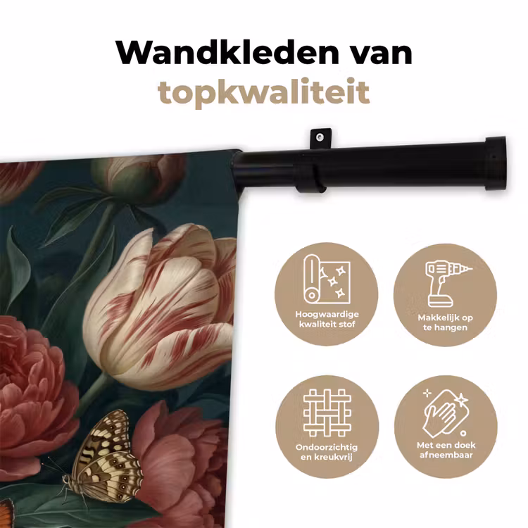 Bloemen - Boeket - Natuur - Klassiek - Donker Wandkleed katoen klein -sfeer2