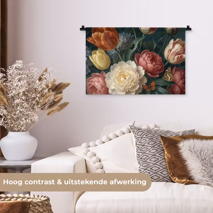Bloemen - Boeket - Natuur - Klassiek - Donker Wandkleed katoen klein -sfeer1