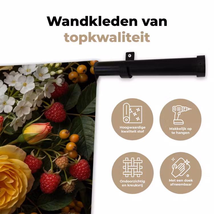 Bloemen - Boeket - Natuur - Klassiek - Geel Wandkleed katoen klein -sfeer2