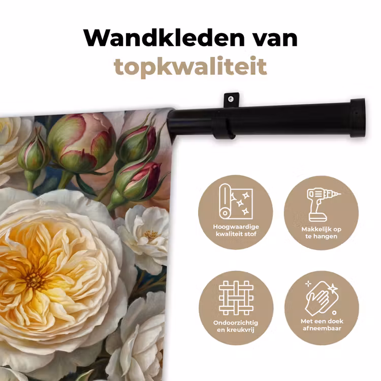 Bloemen - Boeket - Natuur - Klassiek - Kleurrijk Wandkleed katoen klein -sfeer2