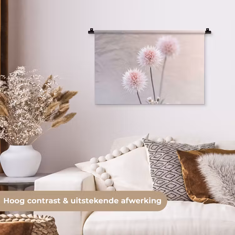 Bloemen - Bollen - Roze Wandkleed katoen klein -sfeer1