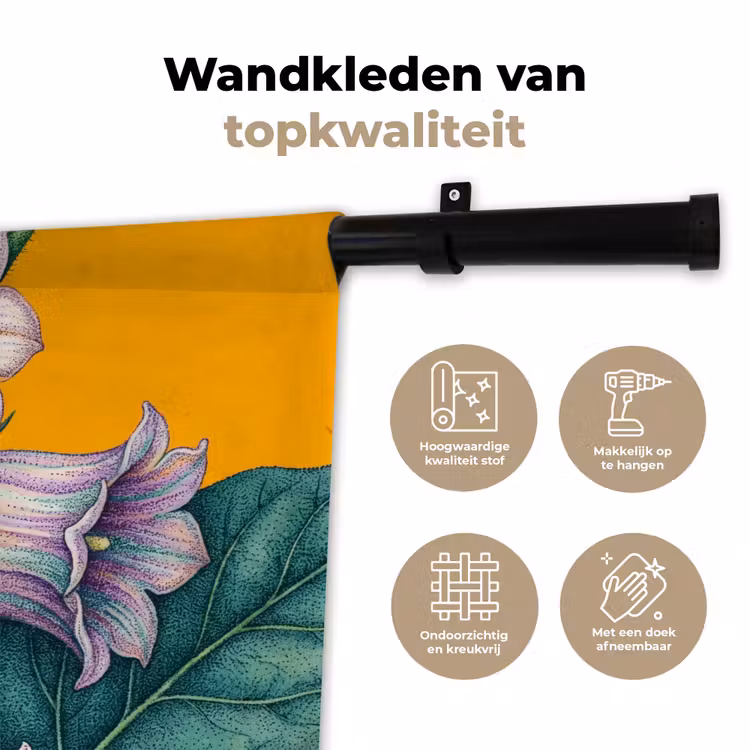 Wandkleed - Bloemen - Botanisch - Geel - Bloemen - Botanisch - Geel Wandkleed katoen klein