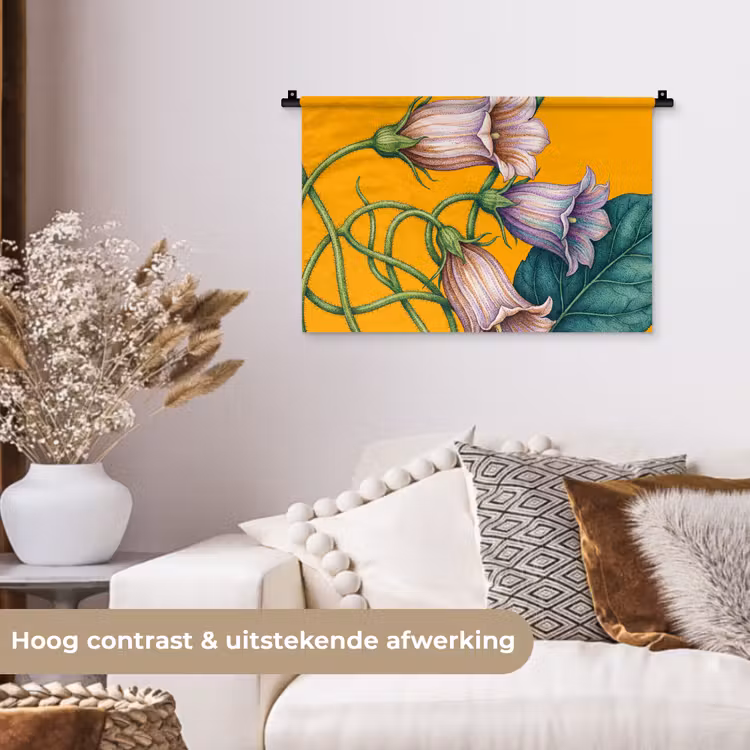 Wandkleed - Bloemen - Botanisch - Geel - Bloemen - Botanisch - Geel Wandkleed katoen klein
