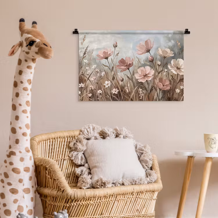 Bloemen - Botanisch - Schilderij - Pastel - Rustiek Wandkleed katoen klein -wsfeer5_kind