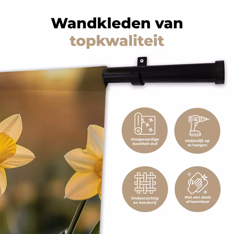 Bloemen - Geel - Wazig Wandkleed katoen klein -sfeer2