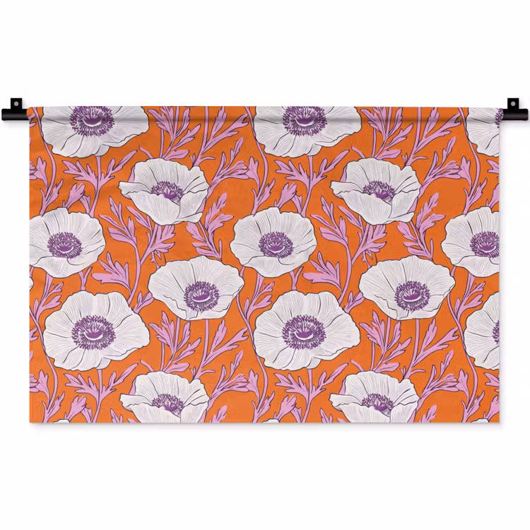 Bloemen - Grafisch - Oranje Wandkleed katoen klein 269 -zz3d