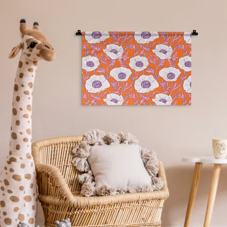 Bloemen - Grafisch - Oranje Wandkleed katoen klein 269 -wsfeer5_kind