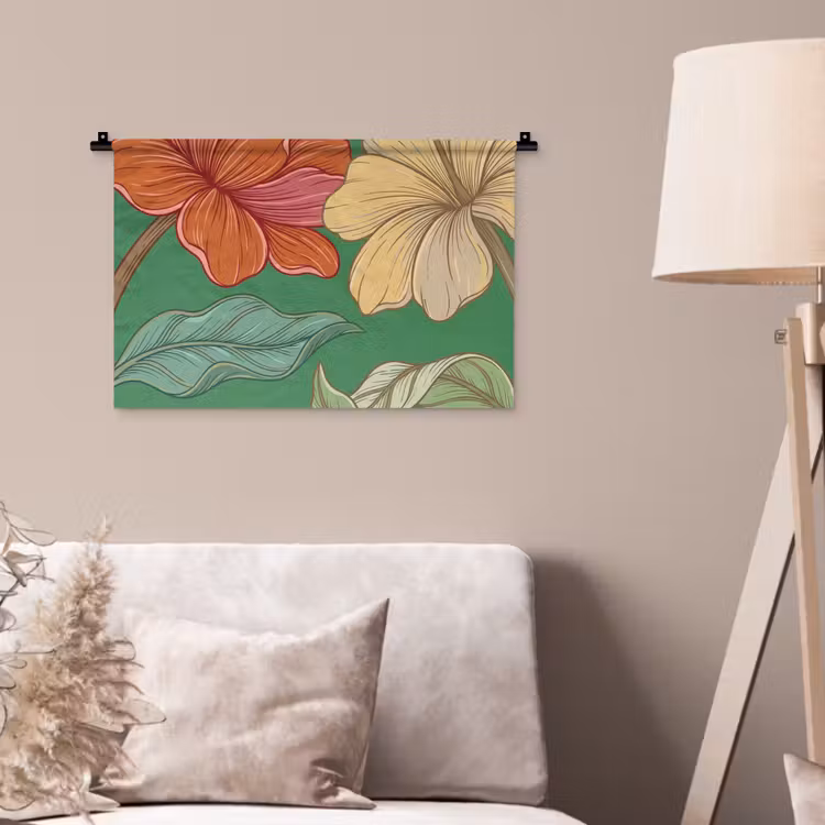 Wandkleed - Bloemen - Groen - Illustratie - Bloemen - Groen - Illustratie Wandkleed katoen klein