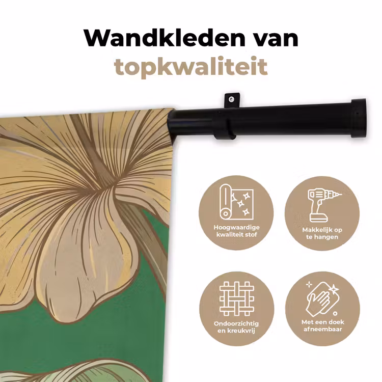 Wandkleed - Bloemen - Groen - Illustratie - Bloemen - Groen - Illustratie Wandkleed katoen klein
