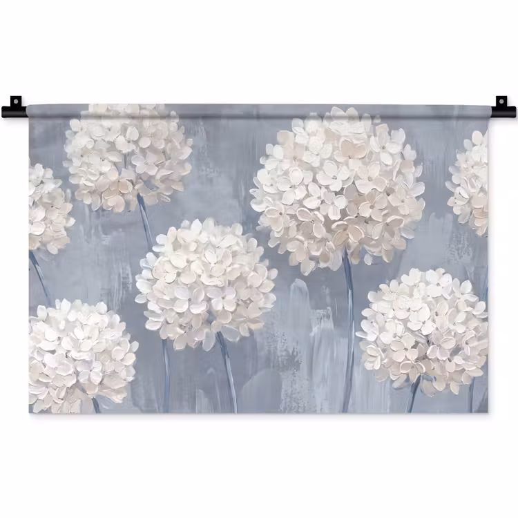 Bloemen - Illustratie - Blauw Wandkleed katoen klein -zz3d