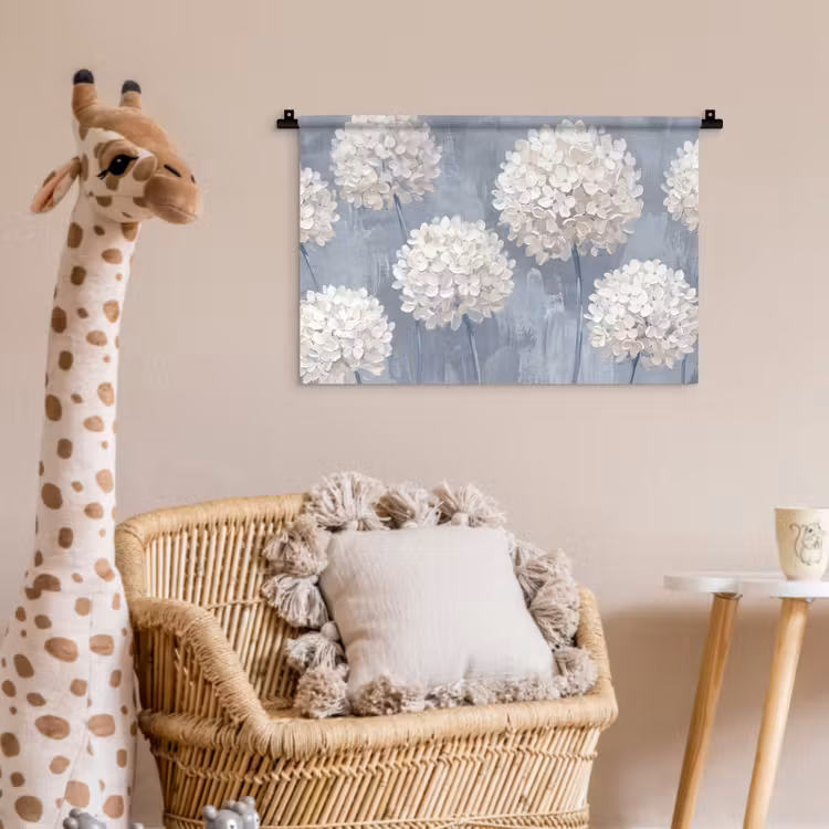 Bloemen - Illustratie - Blauw Wandkleed katoen klein -wsfeer5_kind