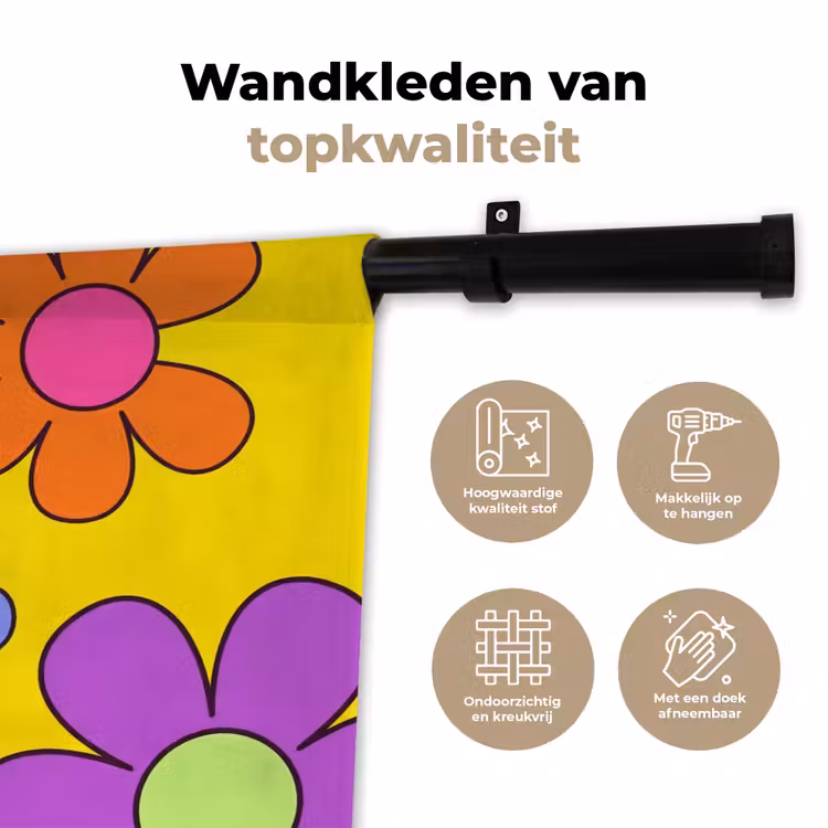 Bloemen - Illustratie - Kleurrijk Wandkleed katoen klein -sfeer2