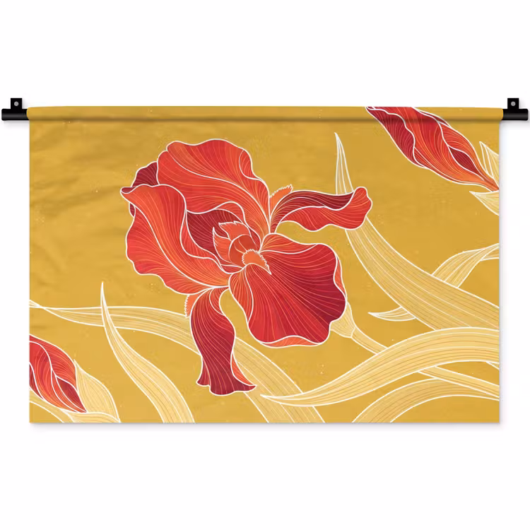 Wandkleed - Bloemen - Illustratie - Rood - Bloemen - Illustratie - Rood Wandkleed katoen klein