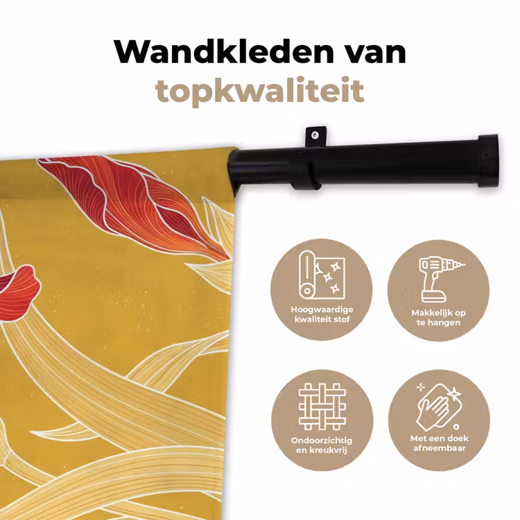Wandkleed - Bloemen - Illustratie - Rood - Bloemen - Illustratie - Rood Wandkleed katoen klein