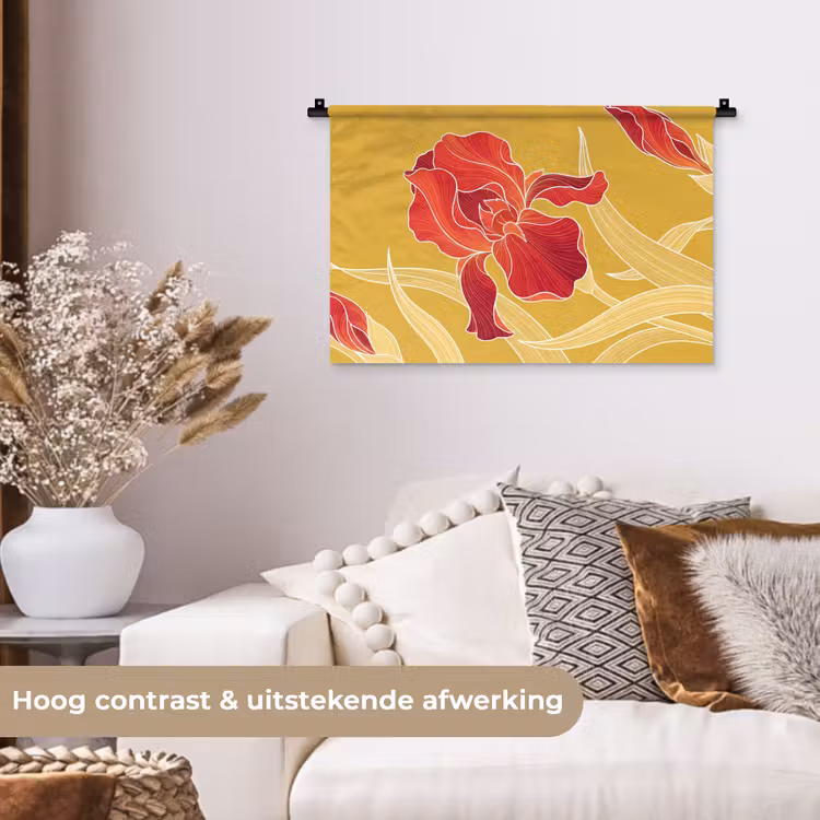 Wandkleed - Bloemen - Illustratie - Rood - Bloemen - Illustratie - Rood Wandkleed katoen klein