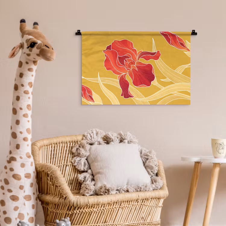 Wandkleed - Bloemen - Illustratie - Rood - Bloemen - Illustratie - Rood Wandkleed katoen klein