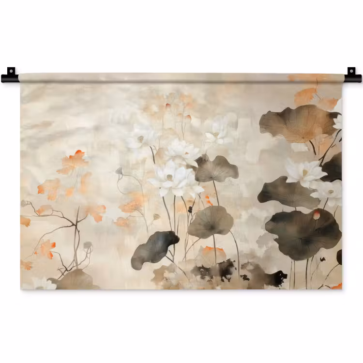 Bloemen - Japandi - Wabi sabi Wandkleed katoen klein -zz3d