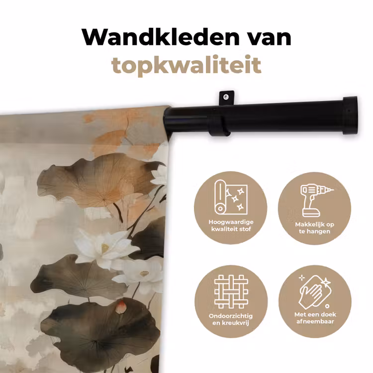 Bloemen - Japandi - Wabi sabi Wandkleed katoen klein -sfeer2