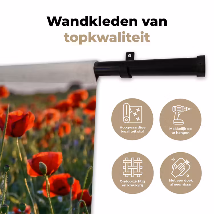 Bloemen - Klaprozen - Natuur - Rood Wandkleed katoen klein -sfeer2