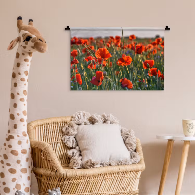 Bloemen - Klaprozen - Natuur - Rood Wandkleed katoen klein -wsfeer5_kind