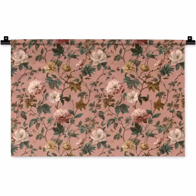 Bloemen - Klassiek - Roze Wandkleed katoen klein 269 -zz3d