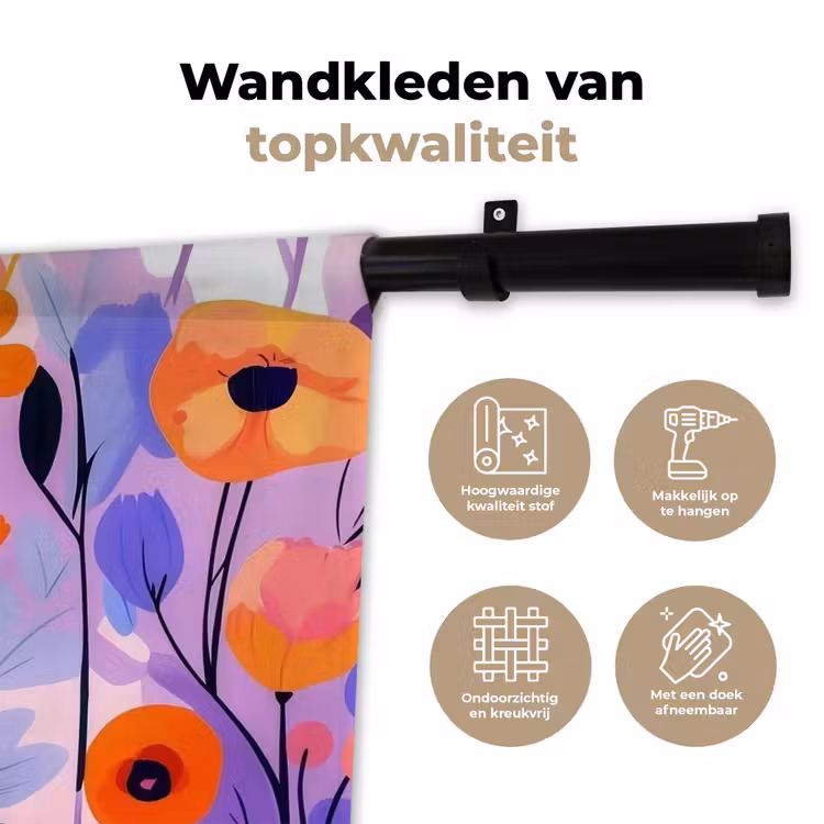 Bloemen - Kleurrijk - Bladeren Wandkleed katoen klein -sfeer2